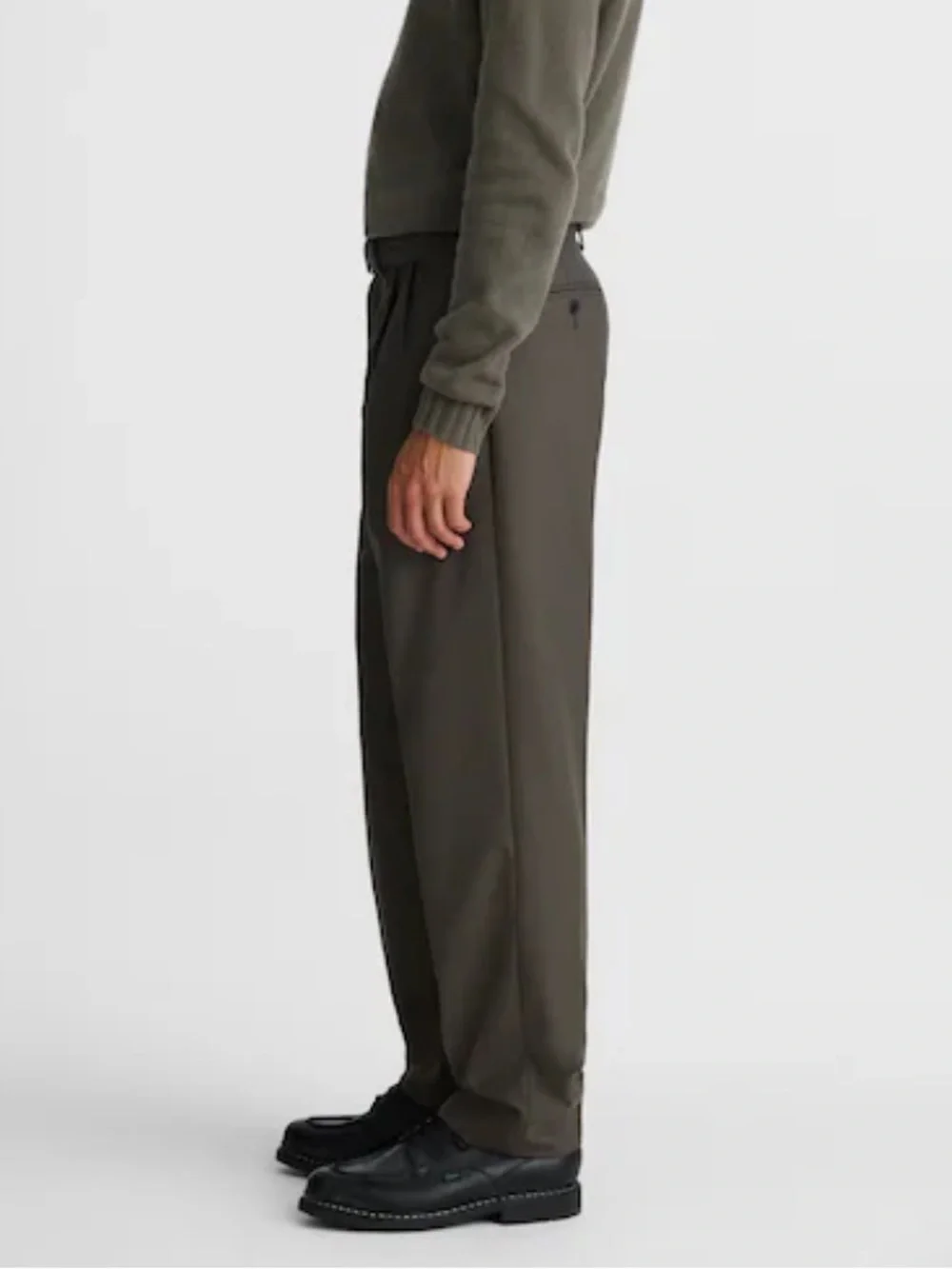 J crew soot Double-Pleated Trousers in Wool Blend